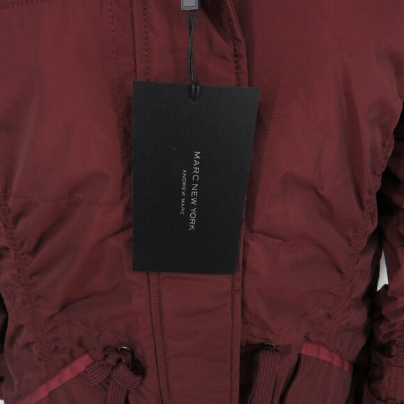 Marc New York Womens Burgundy Hooded Coat W/ Faux Fur Collar XS NWT $150 - Picture 6 of 7